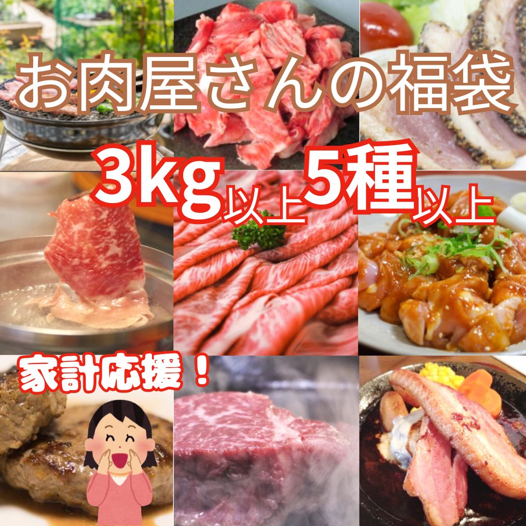 【4月限定】家計応援　3kg5種　お肉福袋(大容量・色々なお肉が楽しめる!)サムネイル