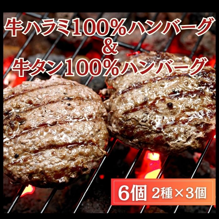 牛タン100%&牛ハラミ100% PREMIUM ハンバーグ　6個900g(150g×3個×2種)サムネイル