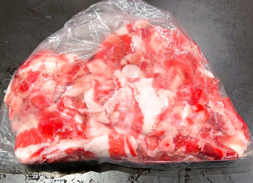 国産豚コマ/こま3kg(1kg×3p)　2mm　冷凍　(頭肉/大貫豚)サムネイル