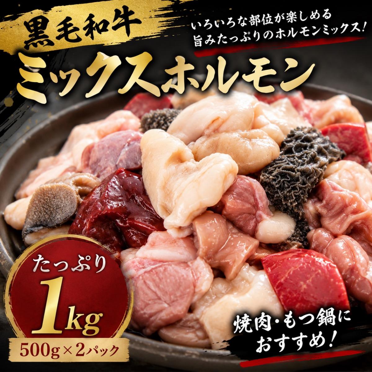 黒毛和牛 4種ミックスホルモン　1kg(500g×2パック)サムネイル