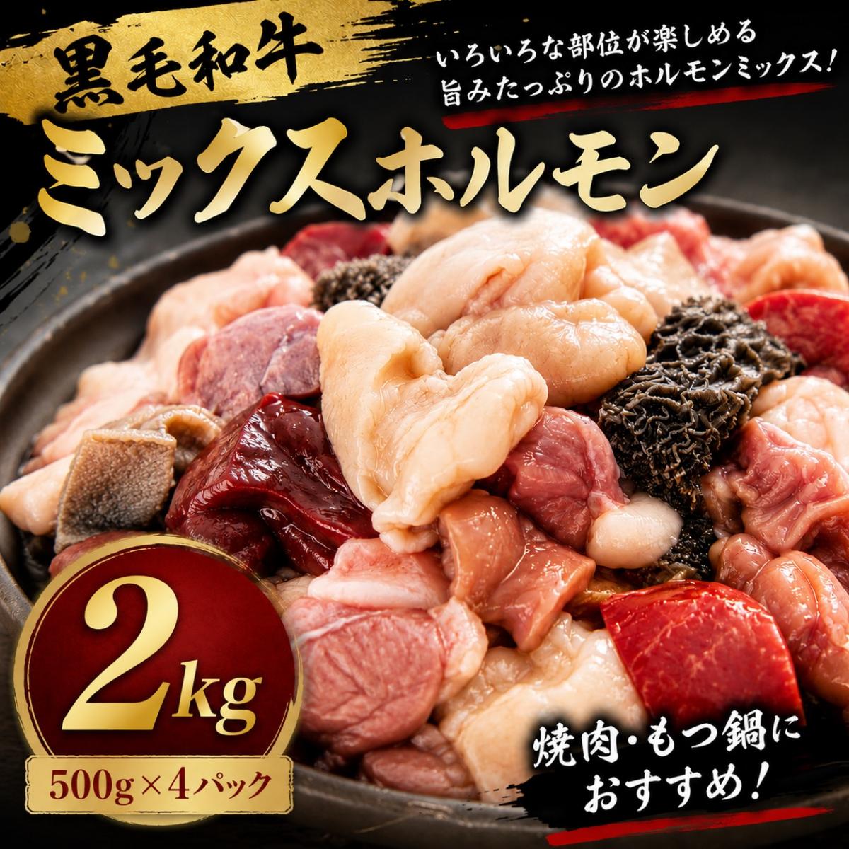 黒毛和牛 4種ミックスホルモン　2kg(500g×4パック)サムネイル