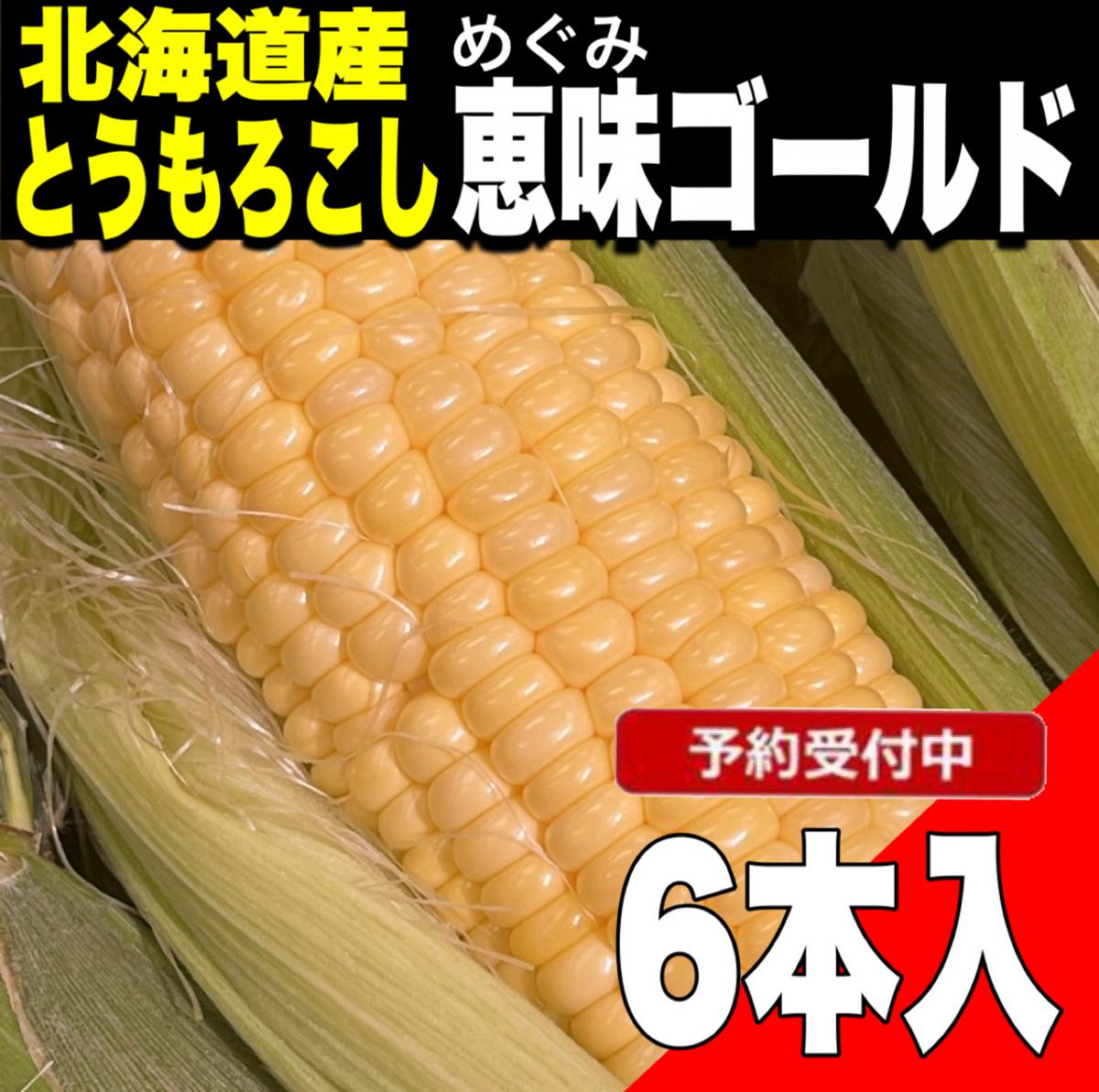 【予約販売】北海道産とうもろこし 恵味ゴールド(めぐみゴールド) 6本入り　野菜　スイートコーン