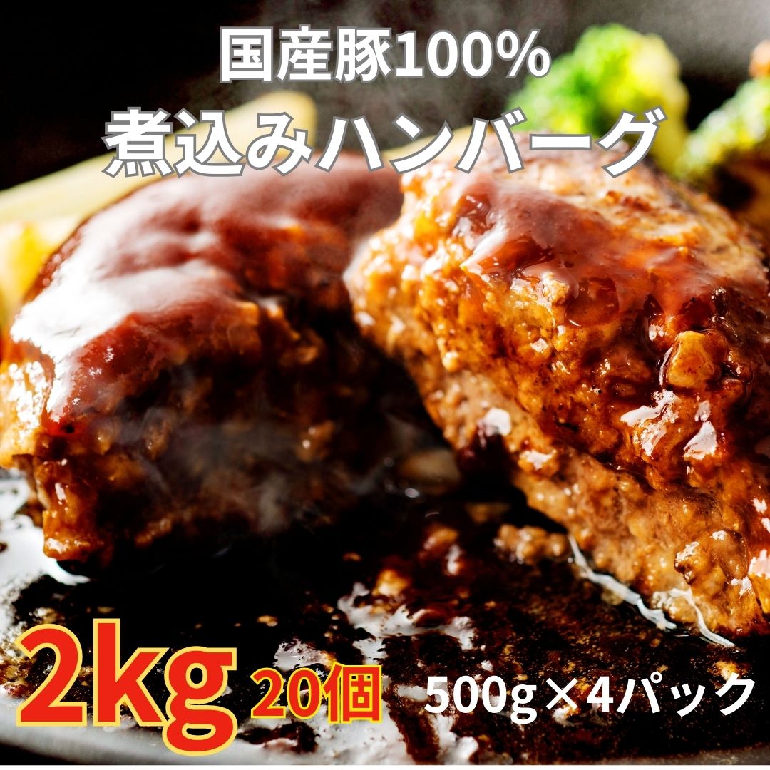 【9月限定】国産豚100%煮込みハンバーグ(デミグラスソース)2kg20個(500g×4パック)サムネイル