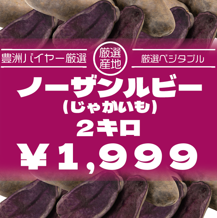 【ノーザンルビー　2キロ　詰め合わせ　じゃがいも】　豊洲市場より　ブランドジャガイモ　在庫過多サムネイル