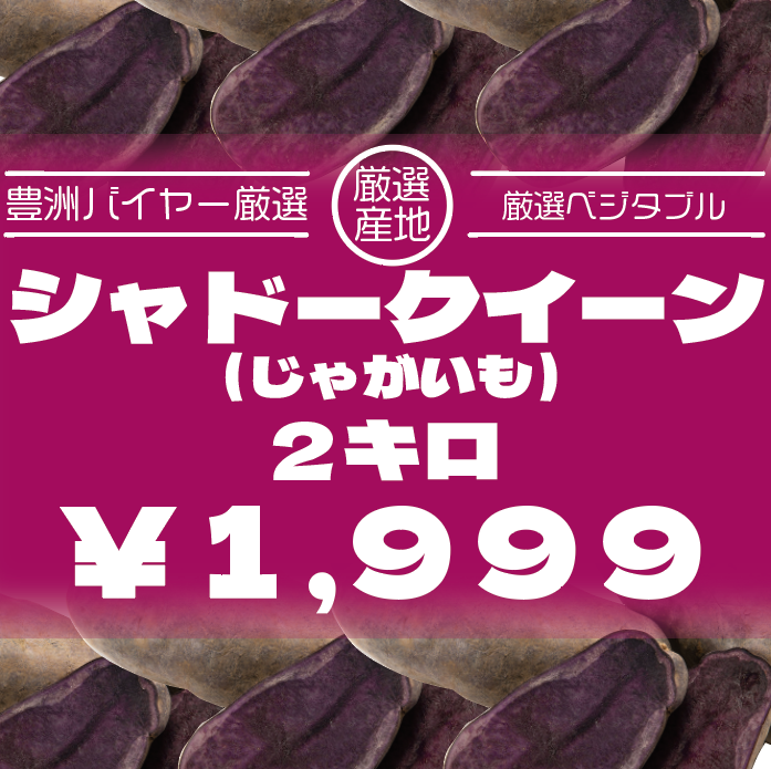 【シャドークイーン　2キロ　詰め合わせ　じゃがいも　希少なブランドじゃがいも】　豊洲市場買い付けサムネイル