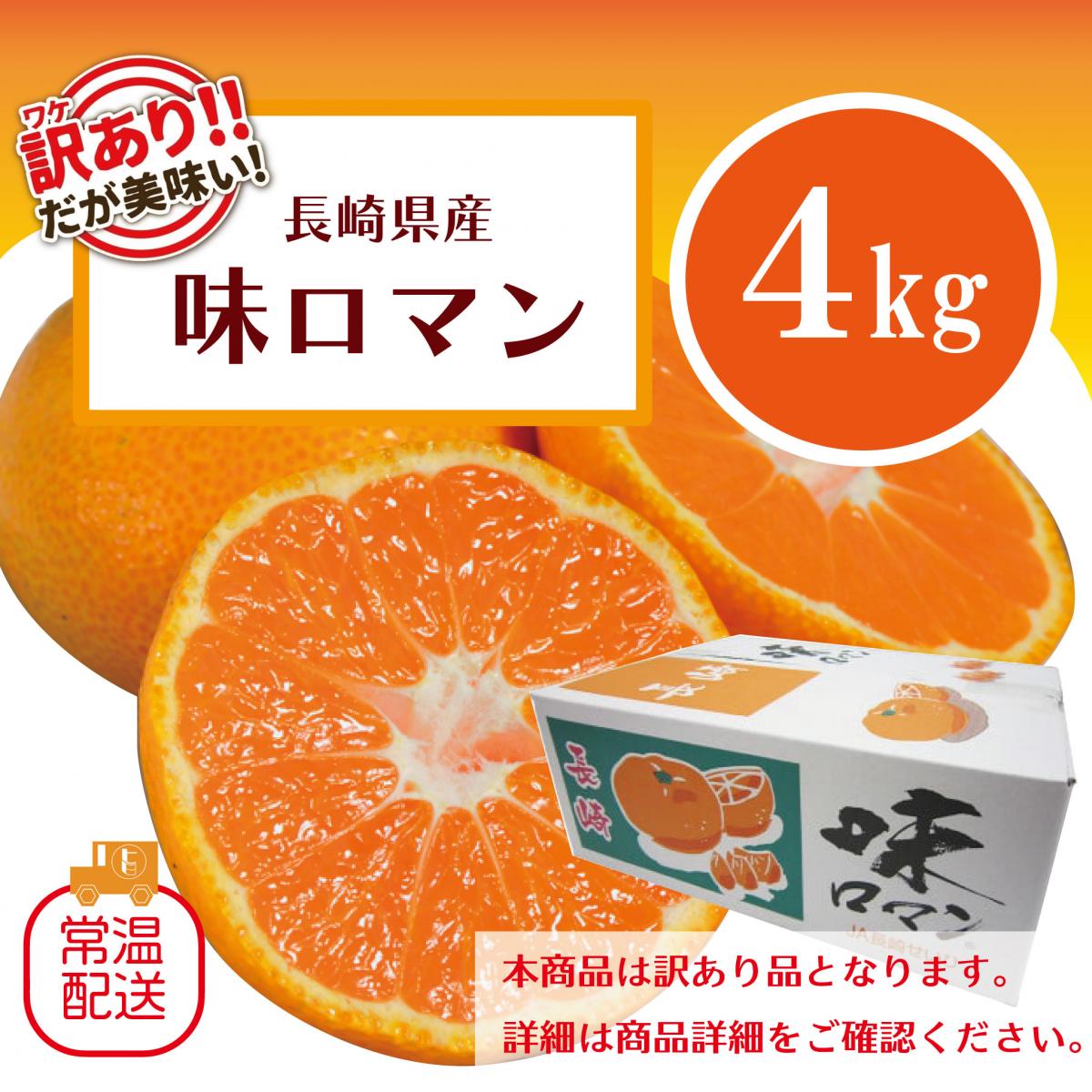 【訳あり味ロマン!みかん!正規品と変わらぬ美味しさご家庭用!お得な4㎏!長崎県産　甘く濃厚な味わいをサムネイル