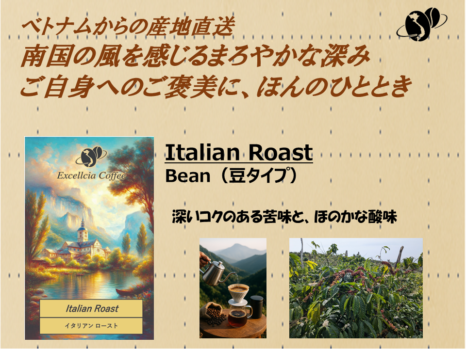 【コーヒー豆】ベトナム農村直送クラフト珈琲豆(Italian Roast:豆タイプ)サムネイル