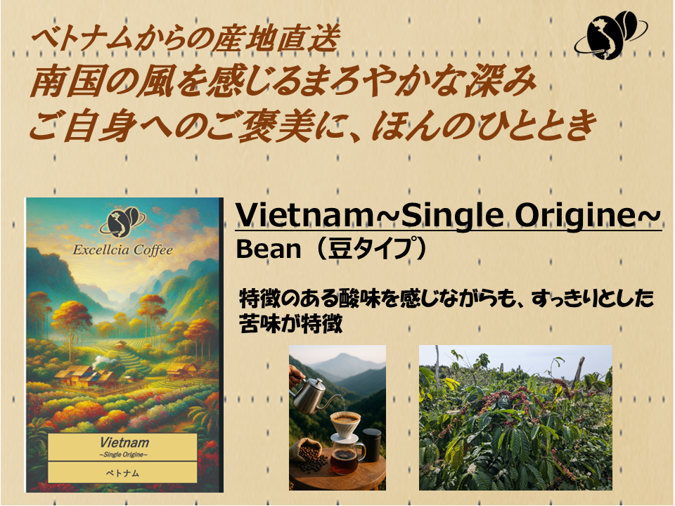 【コーヒー豆】ベトナム直送クラフト珈琲豆(Vietnam~Single Origine~:豆タイプ)サムネイル